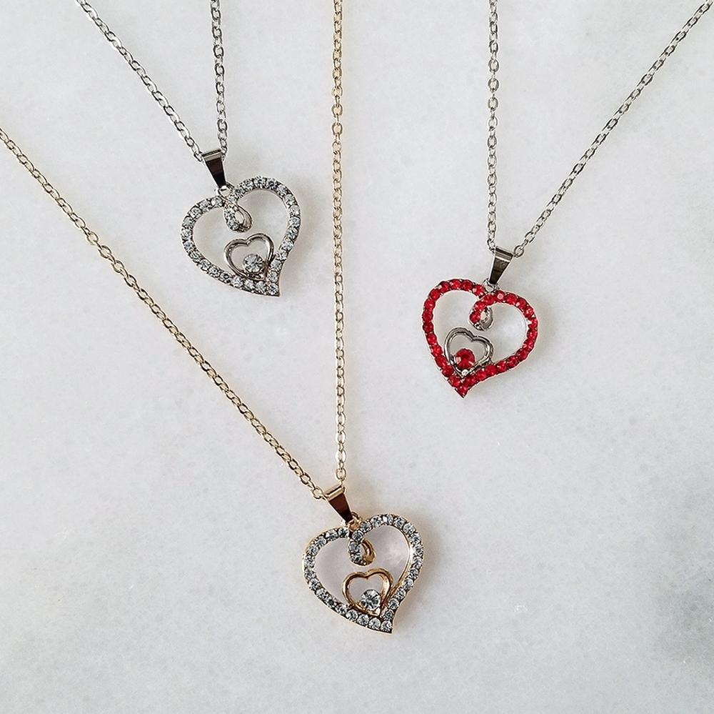 Gold Double Heart Necklace